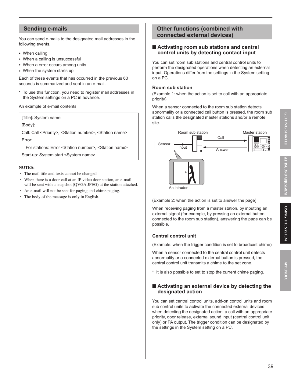 Sending e-mails | Aiphone IS User Manual | Page 39 / 46