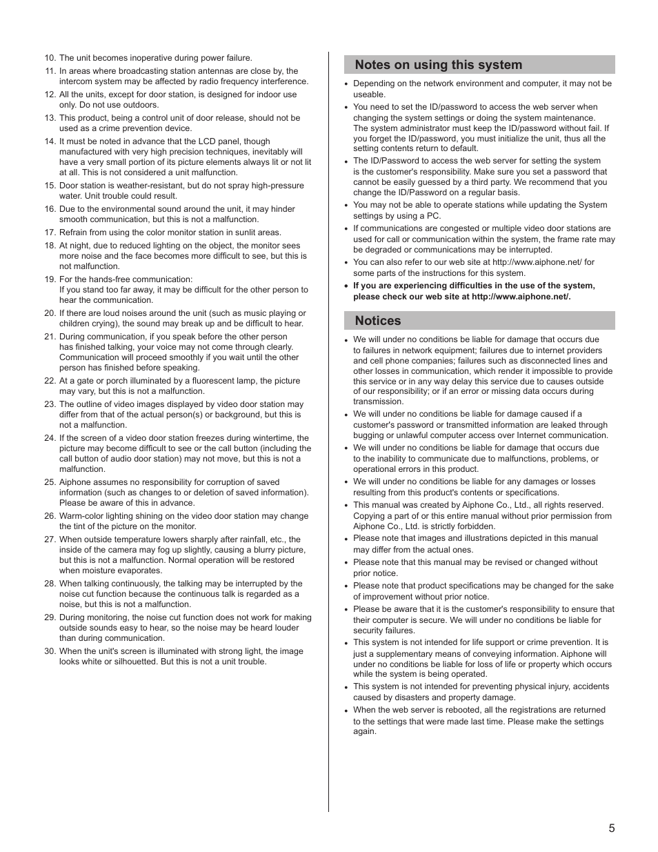 Notices | Aiphone IS User Manual | Page 5 / 46