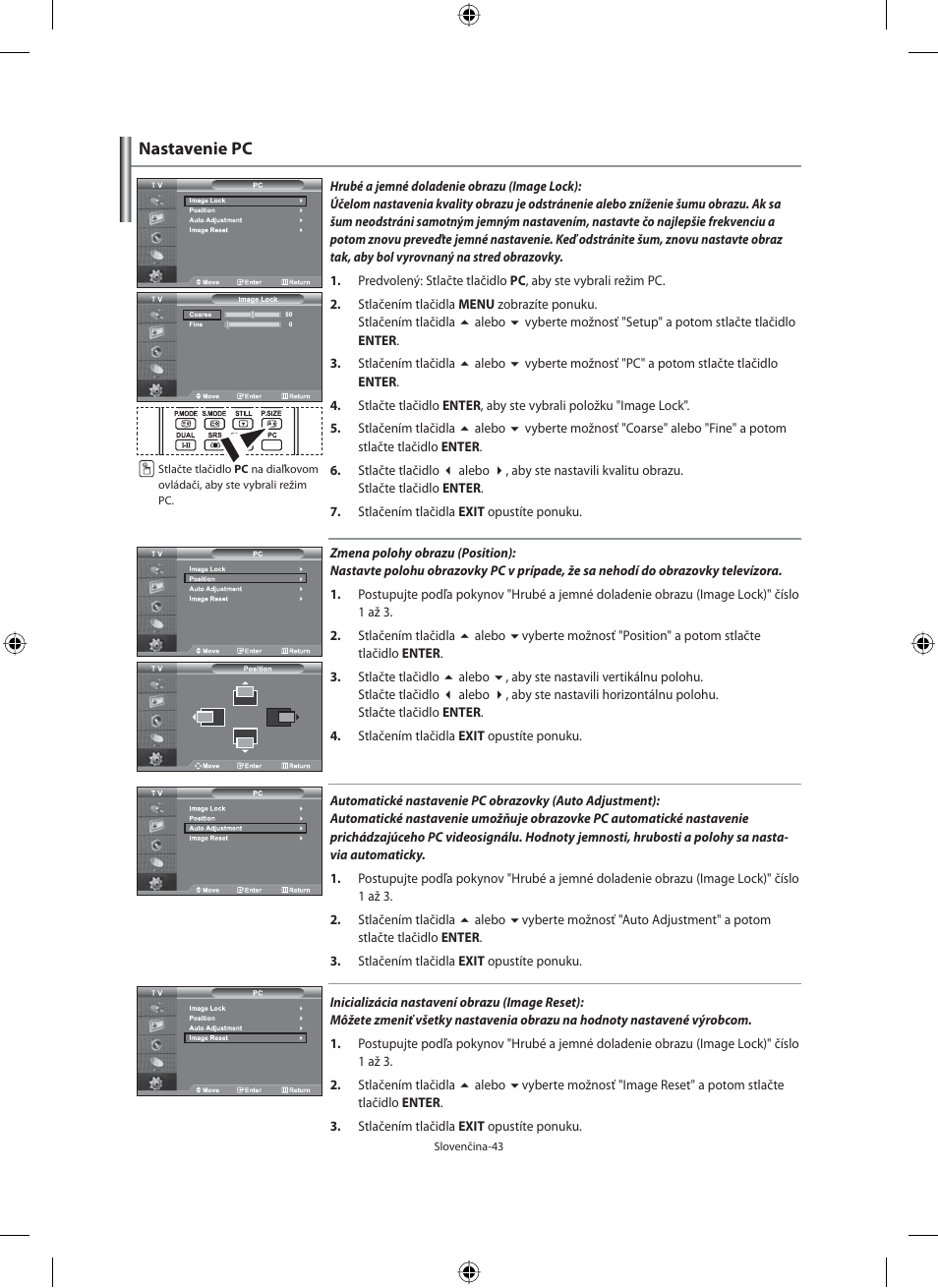 Nastavenie pc | Samsung LE32M71B User Manual | Page 270 / 363