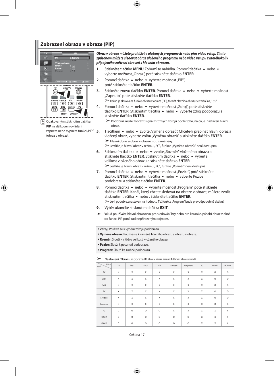 Zobrazení obrazu v obraze (pip) | Samsung LE32M71B User Manual | Page 334 / 363