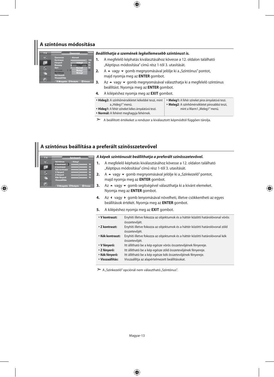 A színtónus módosítása | Samsung LE32M71B User Manual | Page 60 / 363