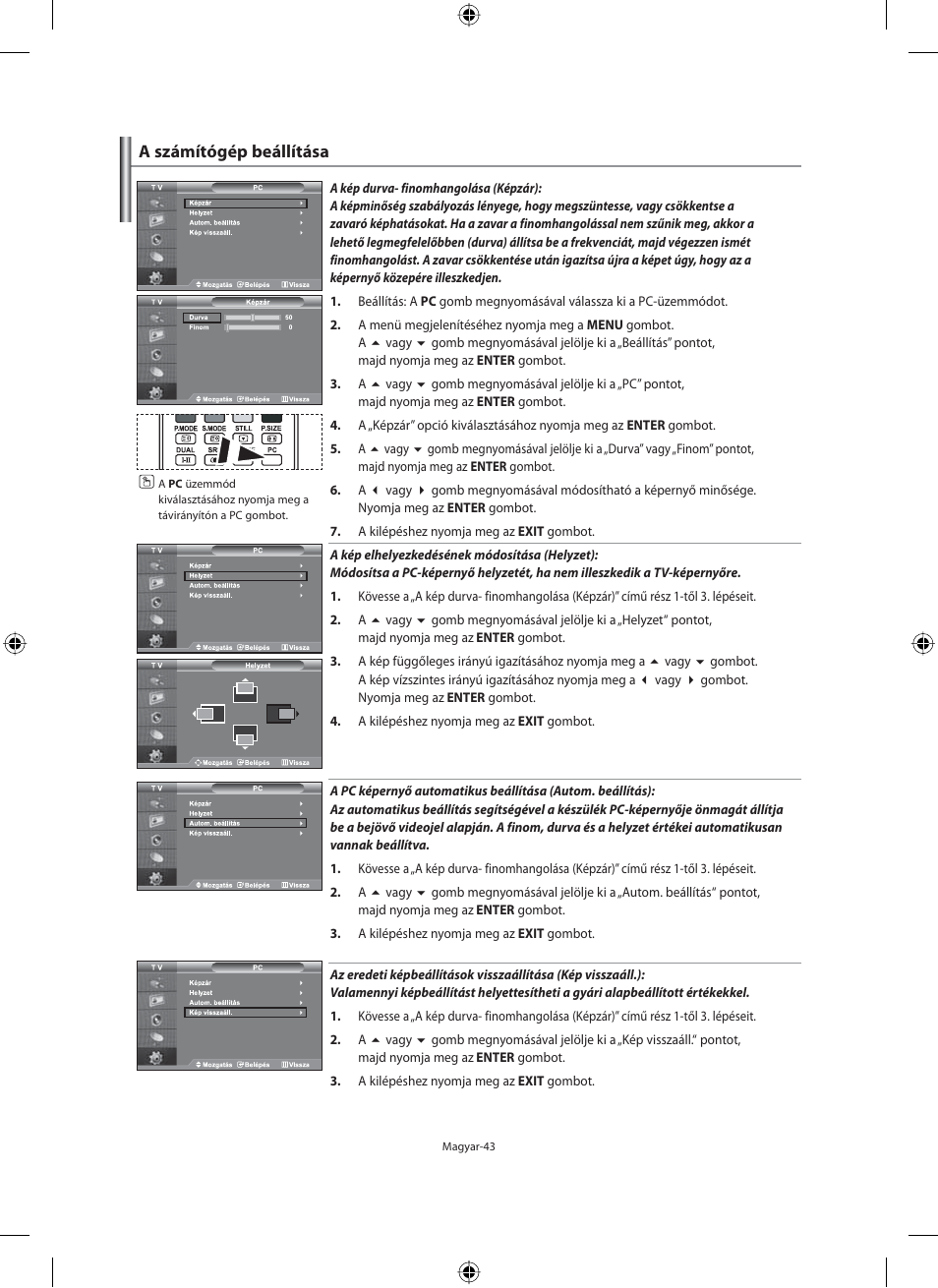 A számítógép beállítása | Samsung LE32M71B User Manual | Page 90 / 363