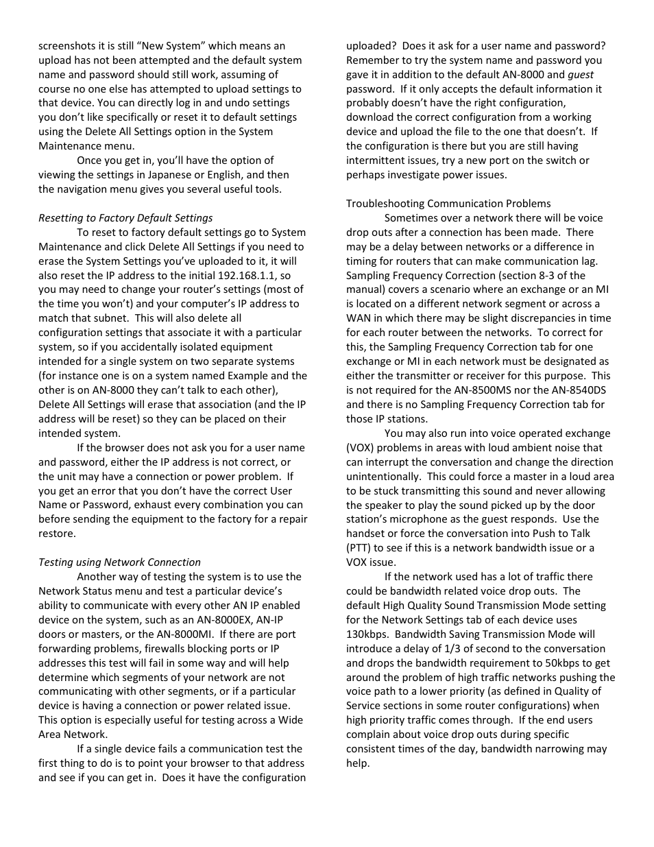 Aiphone INTERCOM AN-8000 User Manual | Page 10 / 10