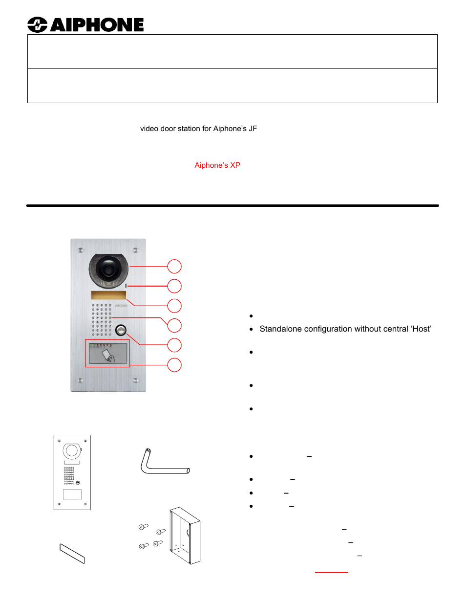 Aiphone JF-DVF-XP User Manual | 4 pages