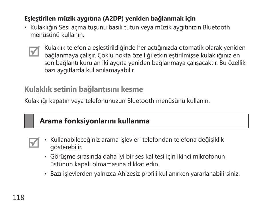 Arama fonksiyonlarını kullanma | Samsung HM7000 User Manual | Page 120 / 194