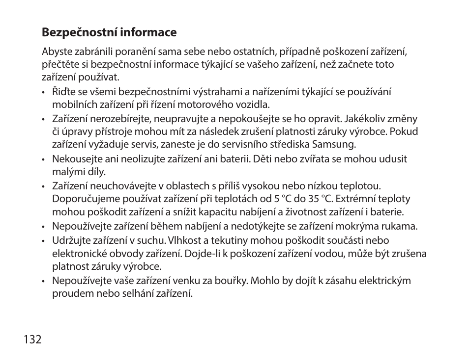 Bezpečnostní informace | Samsung HM7000 User Manual | Page 134 / 194