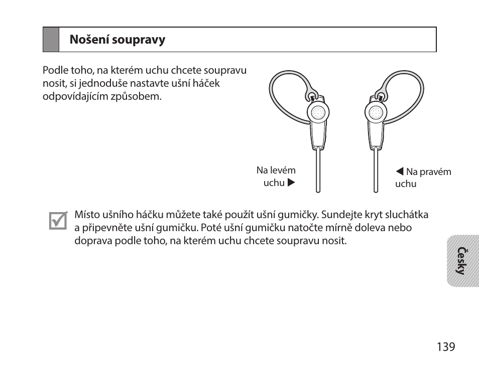 Nošení soupravy | Samsung HM7000 User Manual | Page 141 / 194