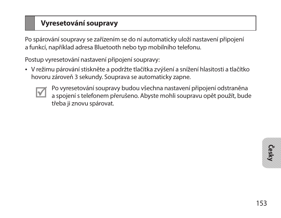 Vyresetování soupravy | Samsung HM7000 User Manual | Page 155 / 194