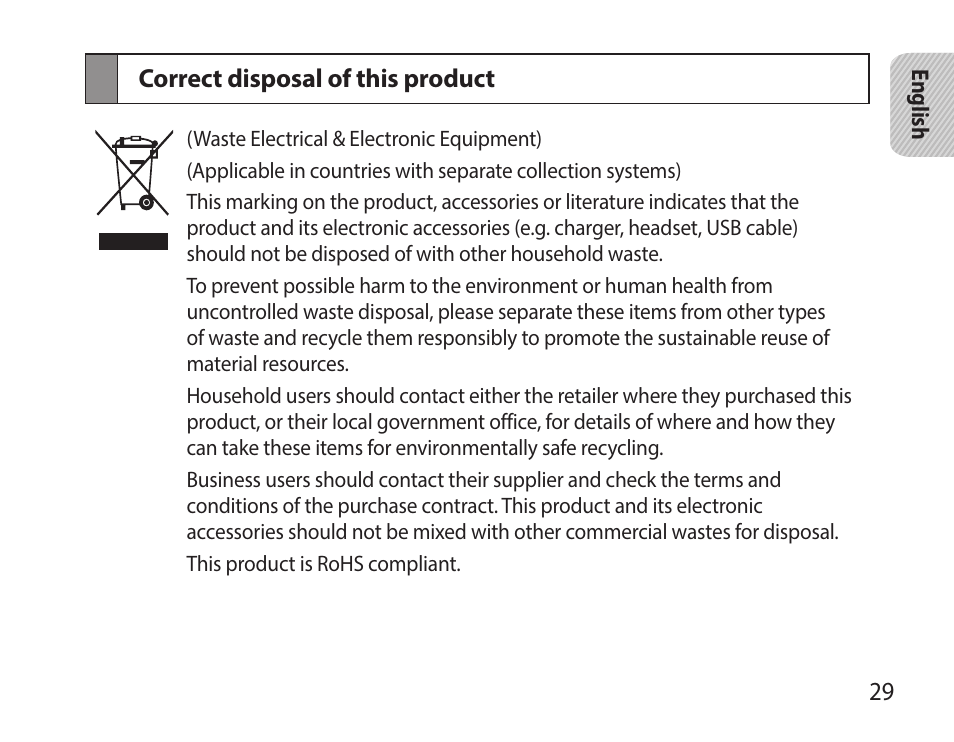 Correct disposal of this product | Samsung HM7000 User Manual | Page 31 / 194