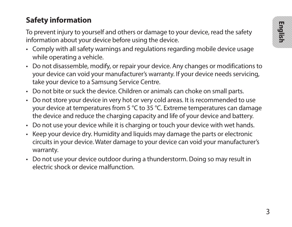 Safety information | Samsung HM7000 User Manual | Page 5 / 194