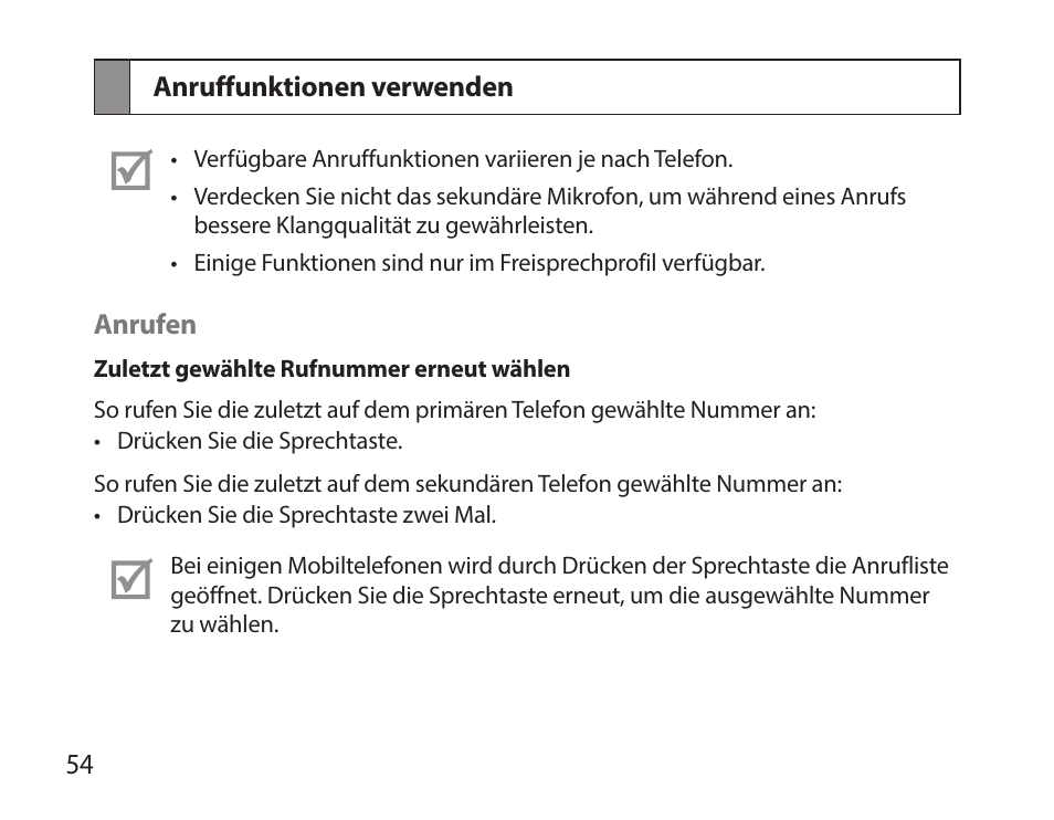 Anruffunktionen verwenden | Samsung HM7000 User Manual | Page 56 / 194
