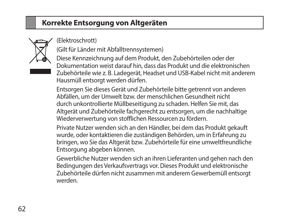 Korrekte entsorgung von altgeräten | Samsung HM7000 User Manual | Page 64 / 194