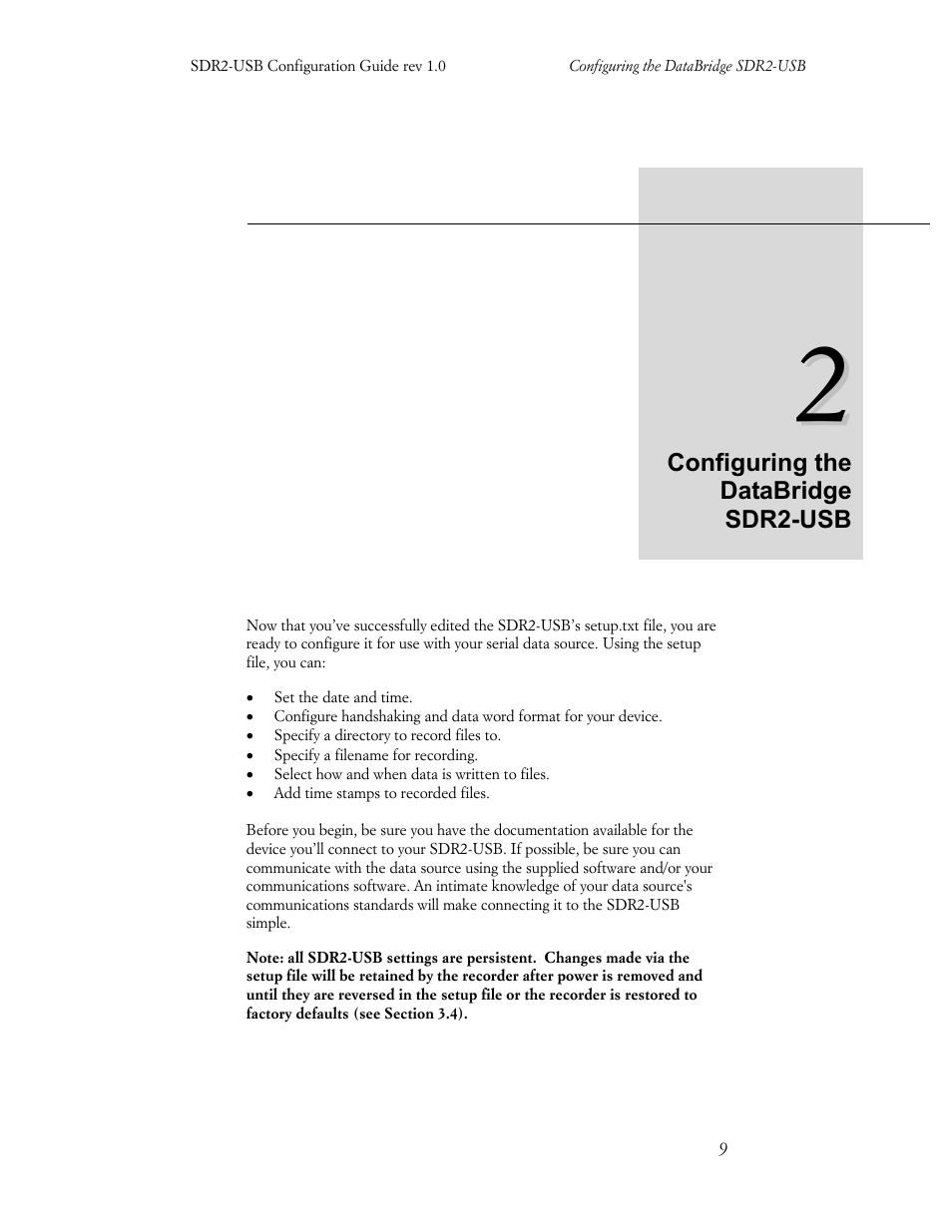 Acumen INSTRUMENTS CORPORATION DATABRIDGE(TM) SDR2-USB User Manual | Page 11 / 41