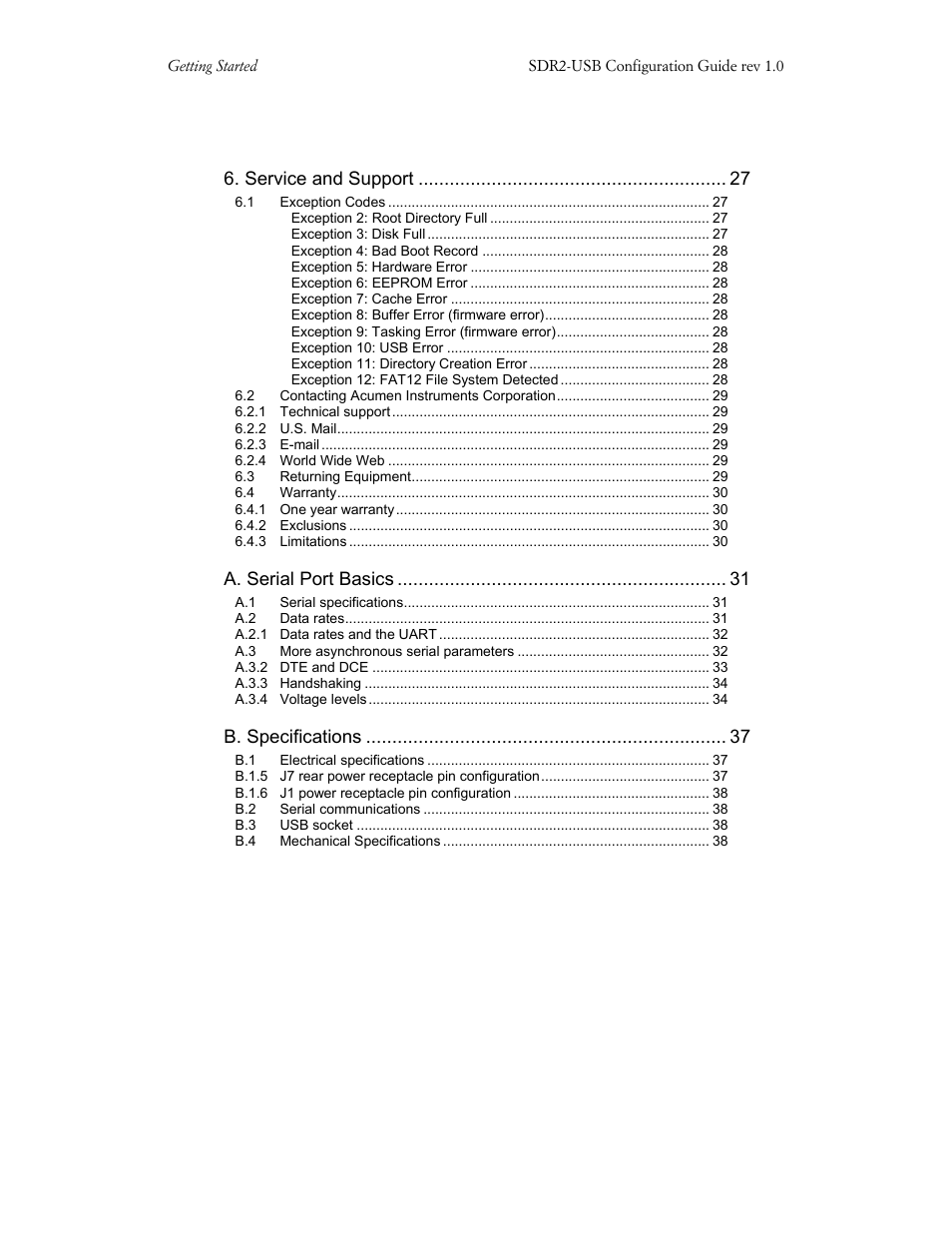 Acumen INSTRUMENTS CORPORATION DATABRIDGE(TM) SDR2-USB User Manual | Page 6 / 41