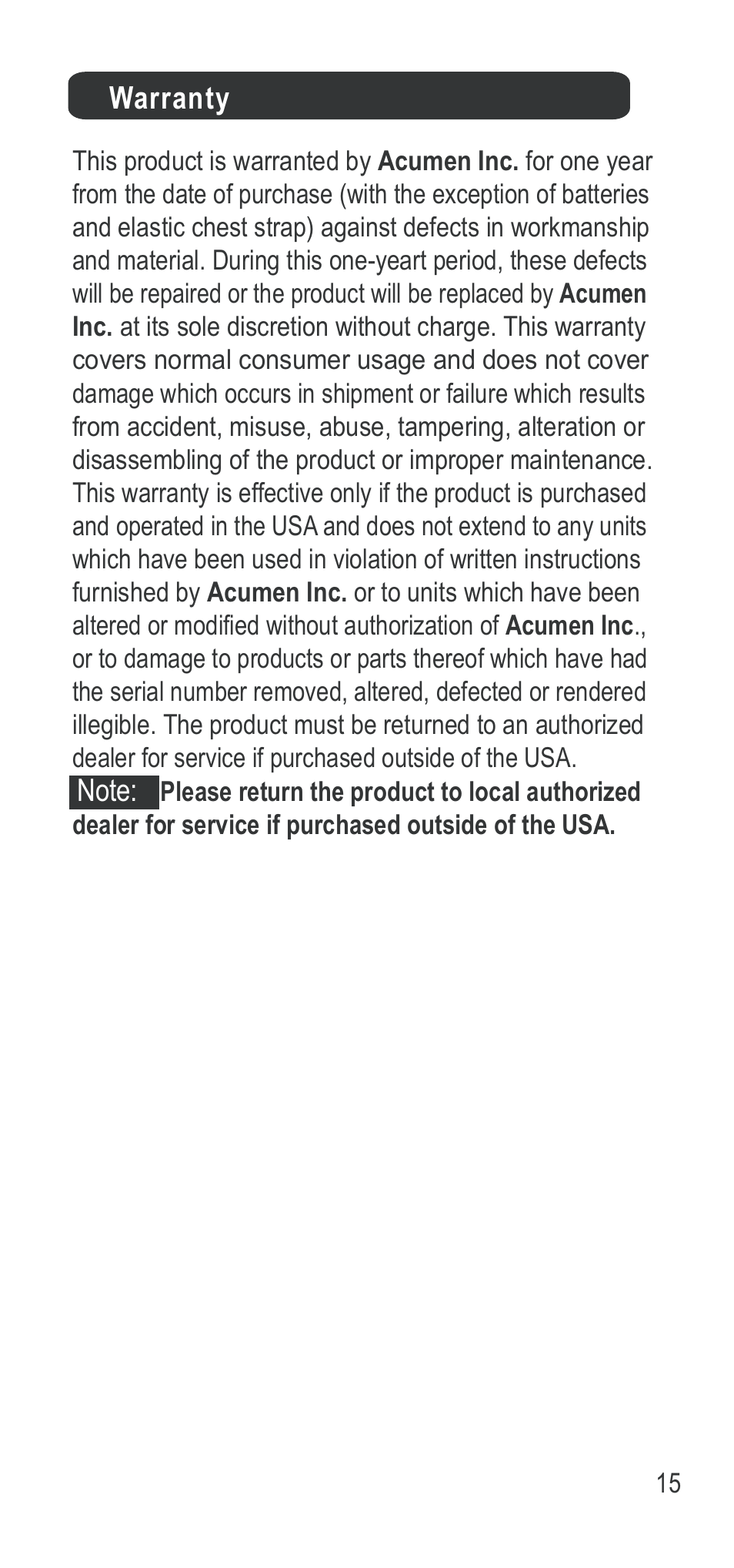 Acumen Ergo Basix User Manual | Page 16 / 17