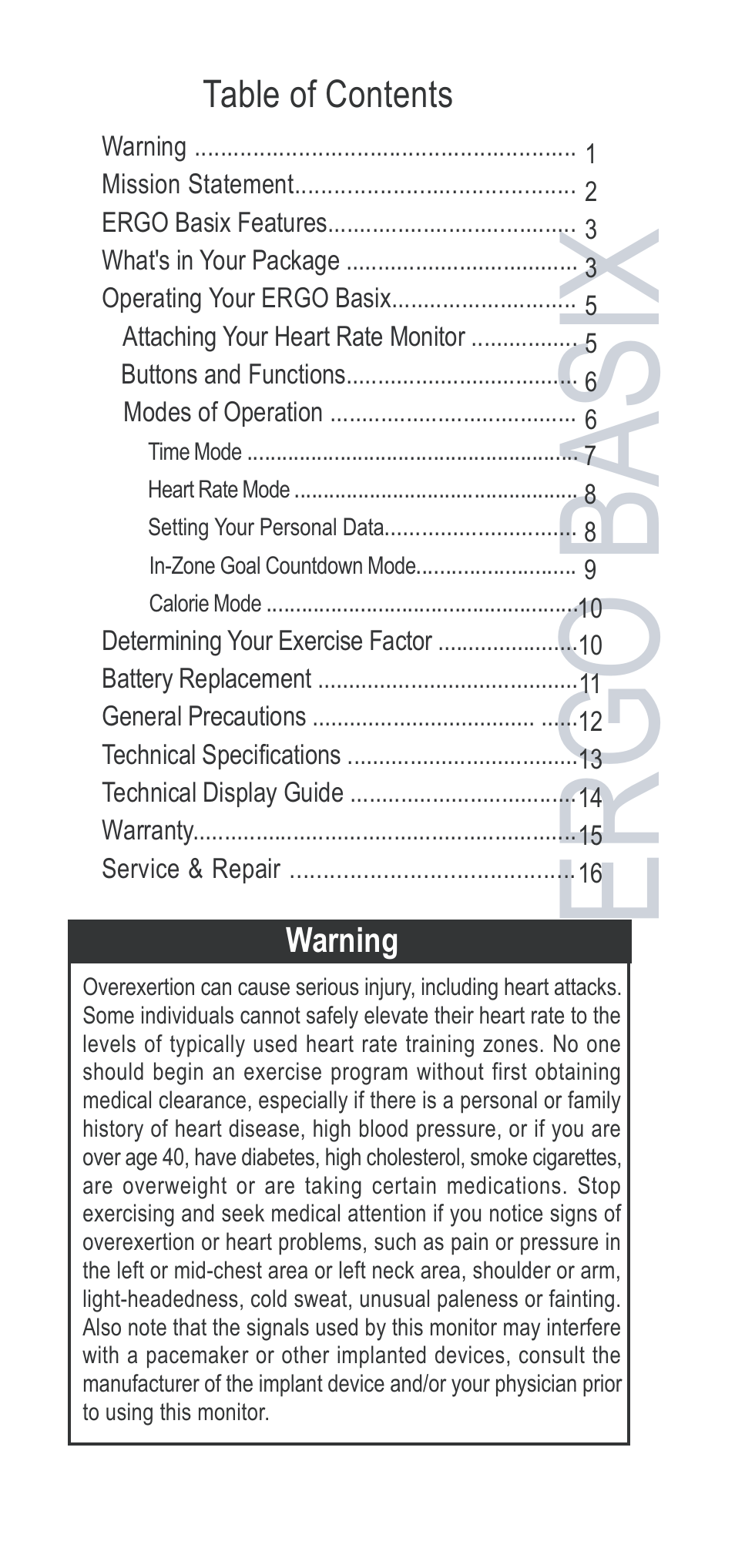 Acumen Ergo Basix User Manual | Page 2 / 17