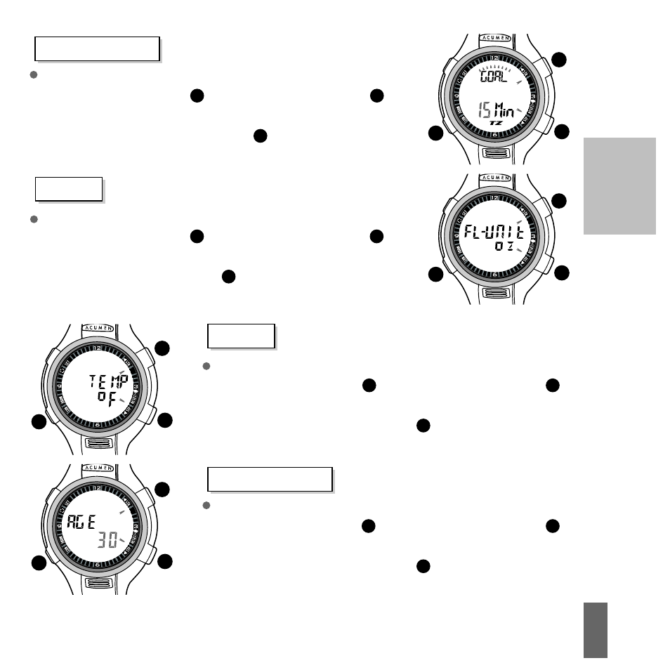 Part ii, Or stp/reset button, F (fahrenheit) or | C (celsius). - press mode/nxt button, Step 1, Step 4 | Acumen Stopwatch User Manual | Page 65 / 105