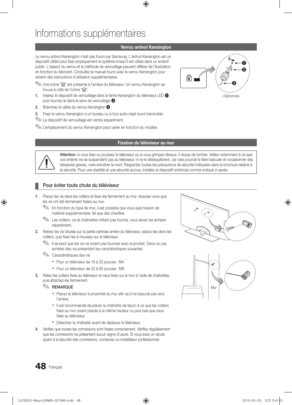 Informations supplémentaires | Samsung UE55C6000RW User Manual | Page 102 / 325