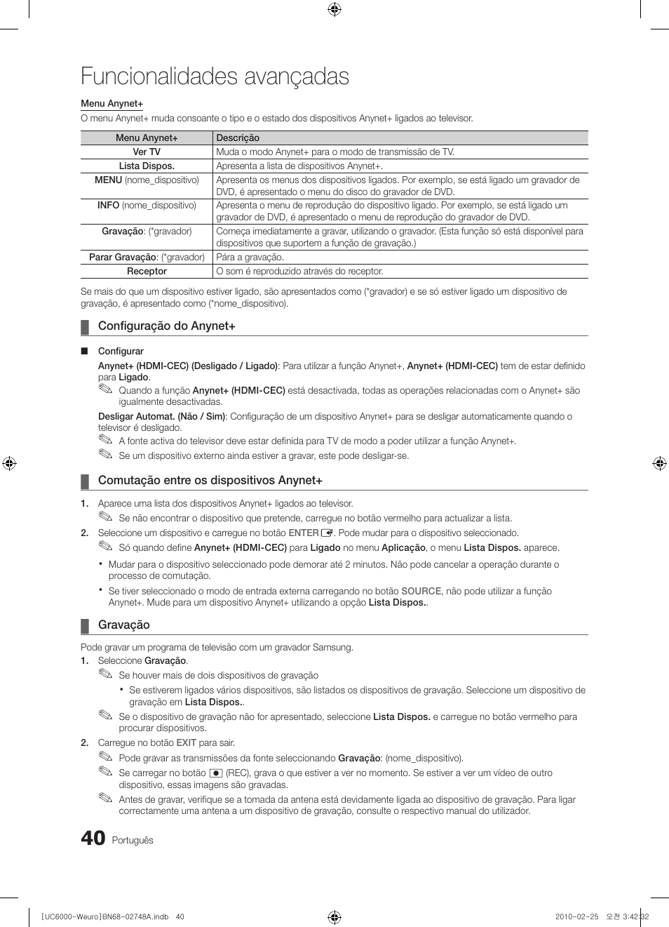 Funcionalidades avançadas | Samsung UE55C6000RW User Manual | Page 202 / 325