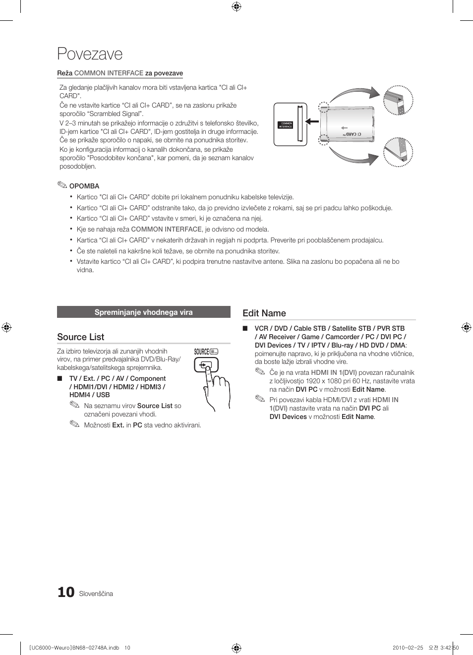 Povezave | Samsung UE55C6000RW User Manual | Page 226 / 325