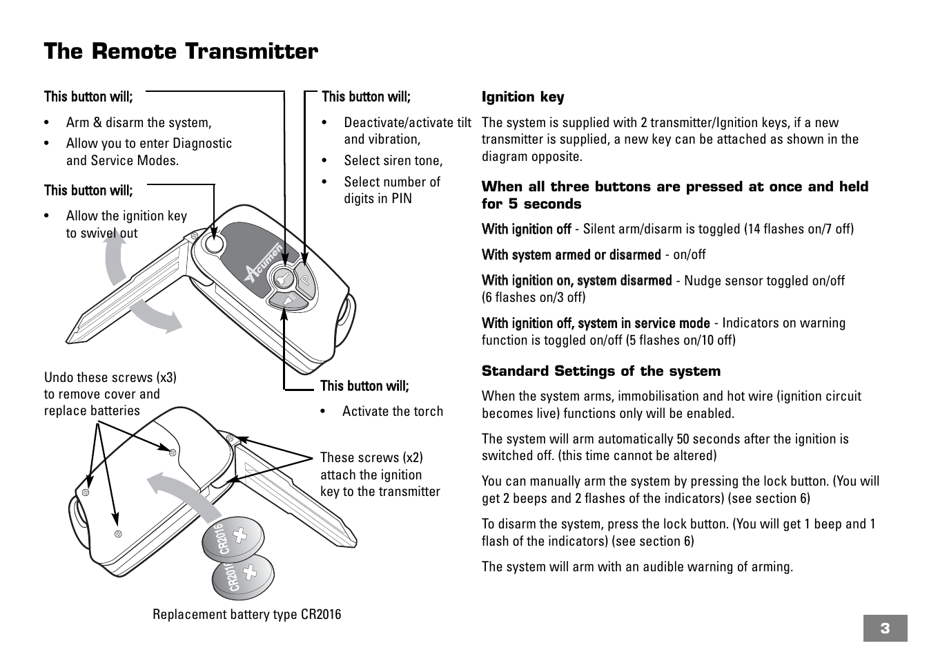 The remote transmitter | Acumen CAT21 User Manual | Page 4 / 12