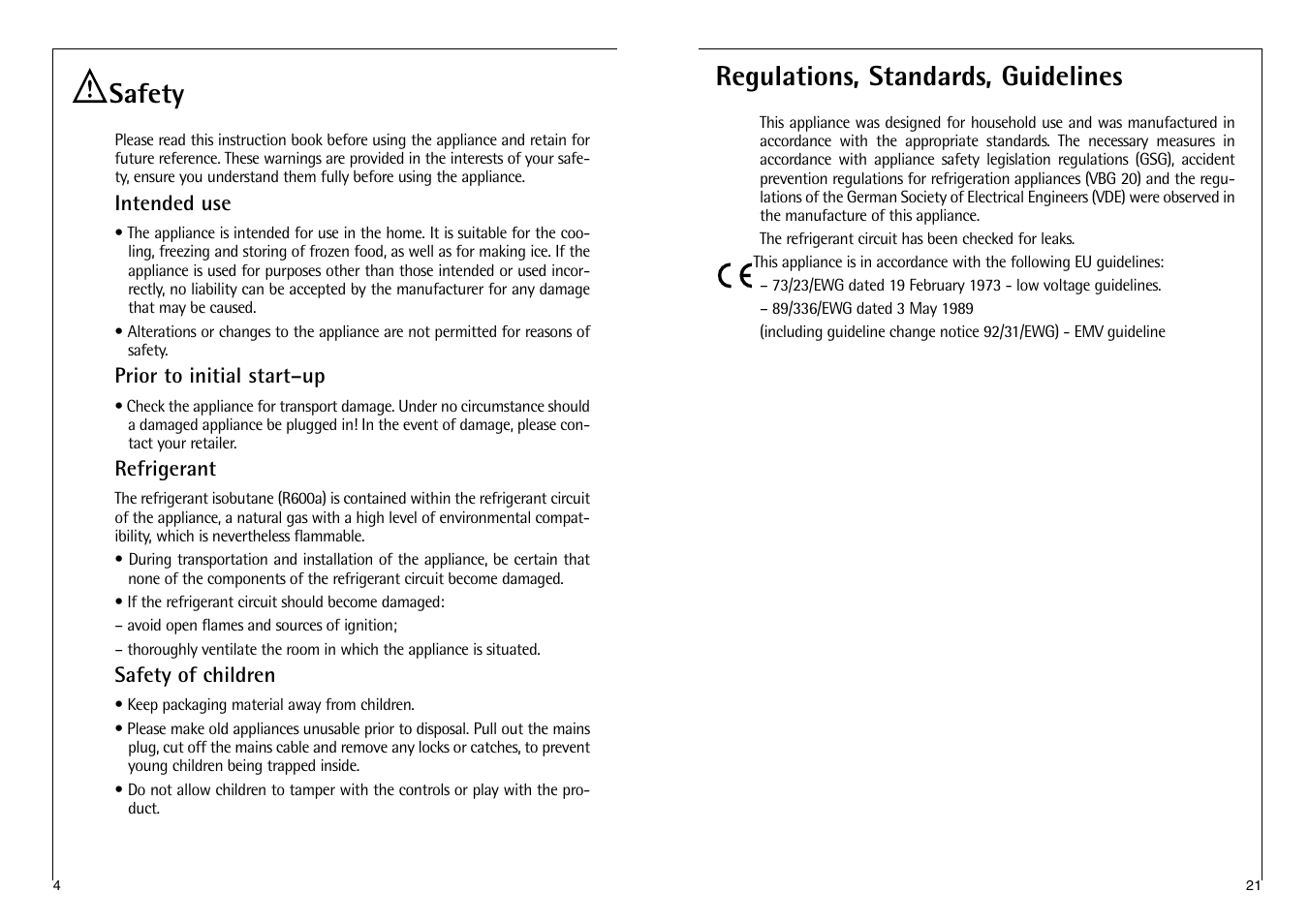 Safety, Regulations, standards, guidelines | AEG SANTO C 8 16 41-4i User Manual | Page 21 / 24