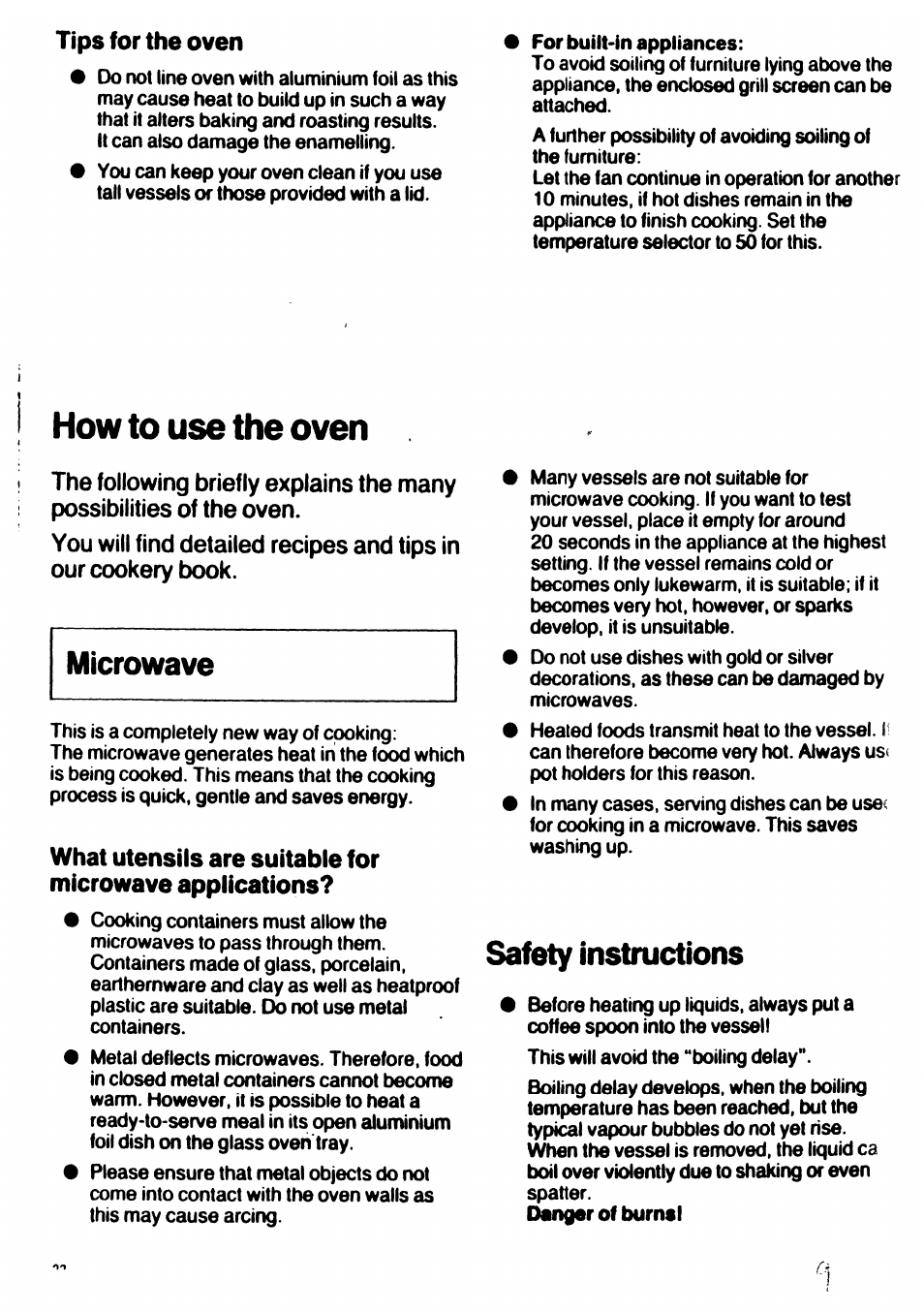 Tips for the oven, Safety instructions, Howto use the oven | AEG DUO 3214Z User Manual | Page 9 / 20