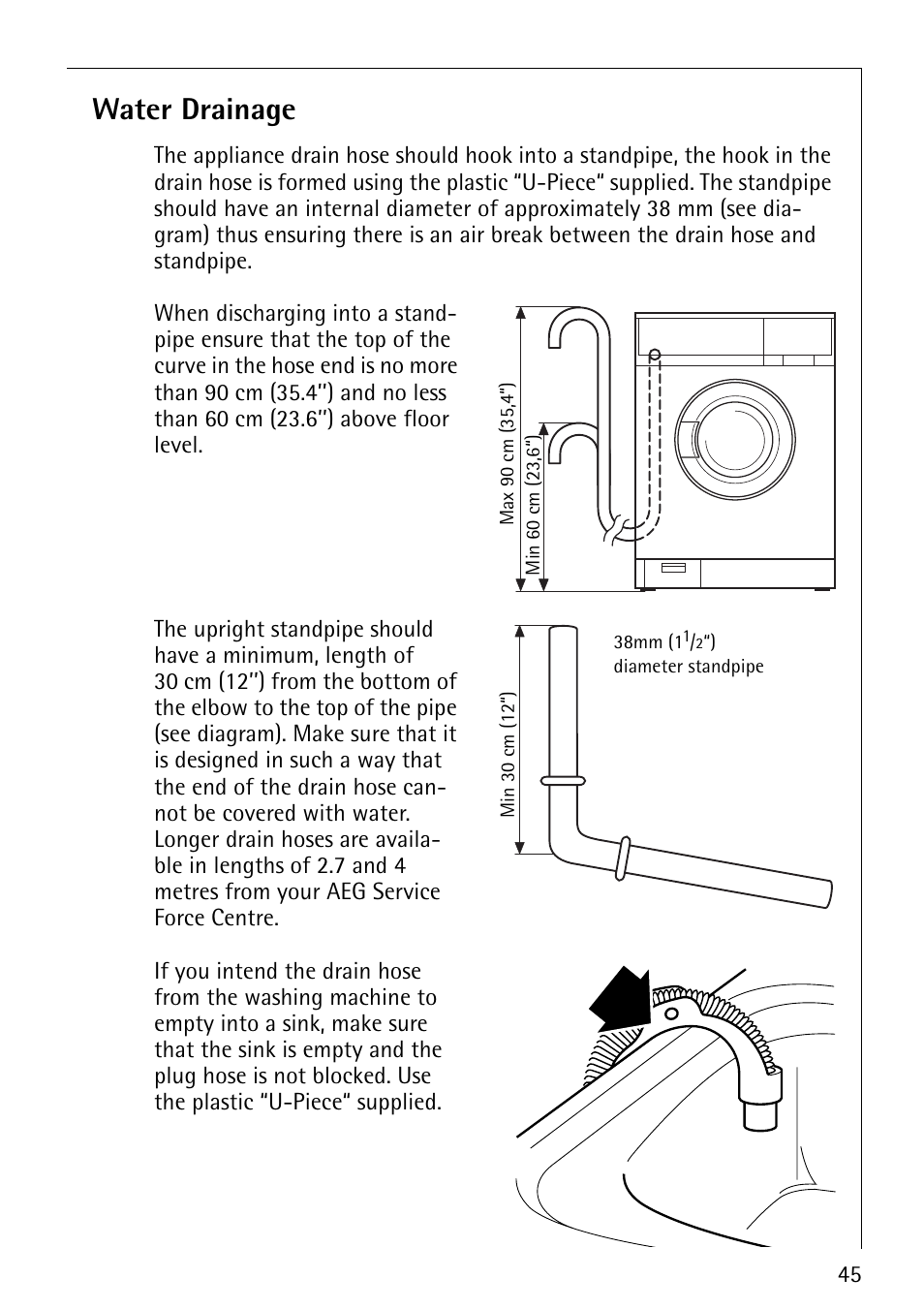 Water drainage | AEG 50420 User Manual | Page 45 / 48