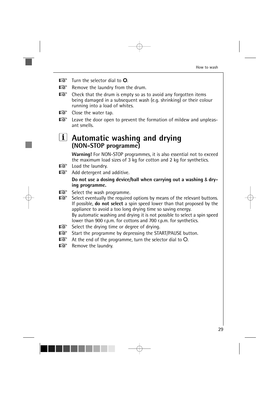 Automatic washing and drying, Non-stop programme) | AEG LAVAMAT 12820 User Manual | Page 29 / 50