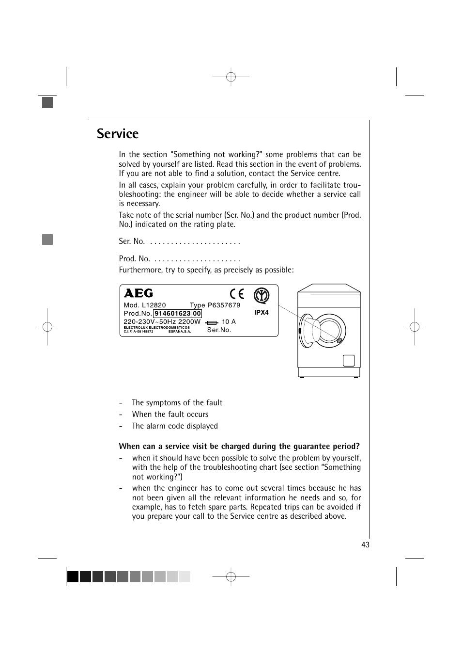 Service | AEG LAVAMAT 12820 User Manual | Page 43 / 50