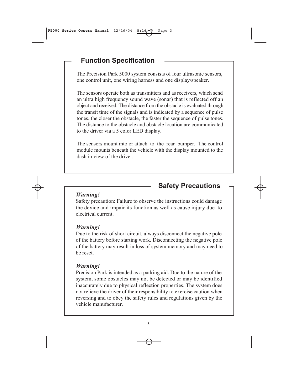 Safety precautions function specification | Ackton P5000 User Manual | Page 3 / 12