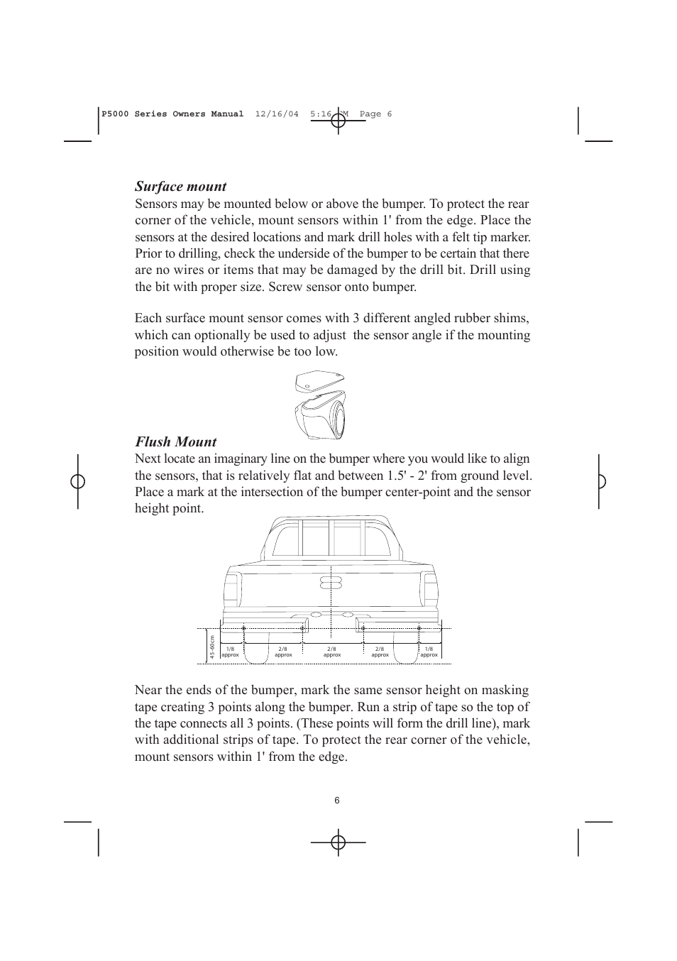 Flush mount, Surface mount | Ackton P5000 User Manual | Page 6 / 12