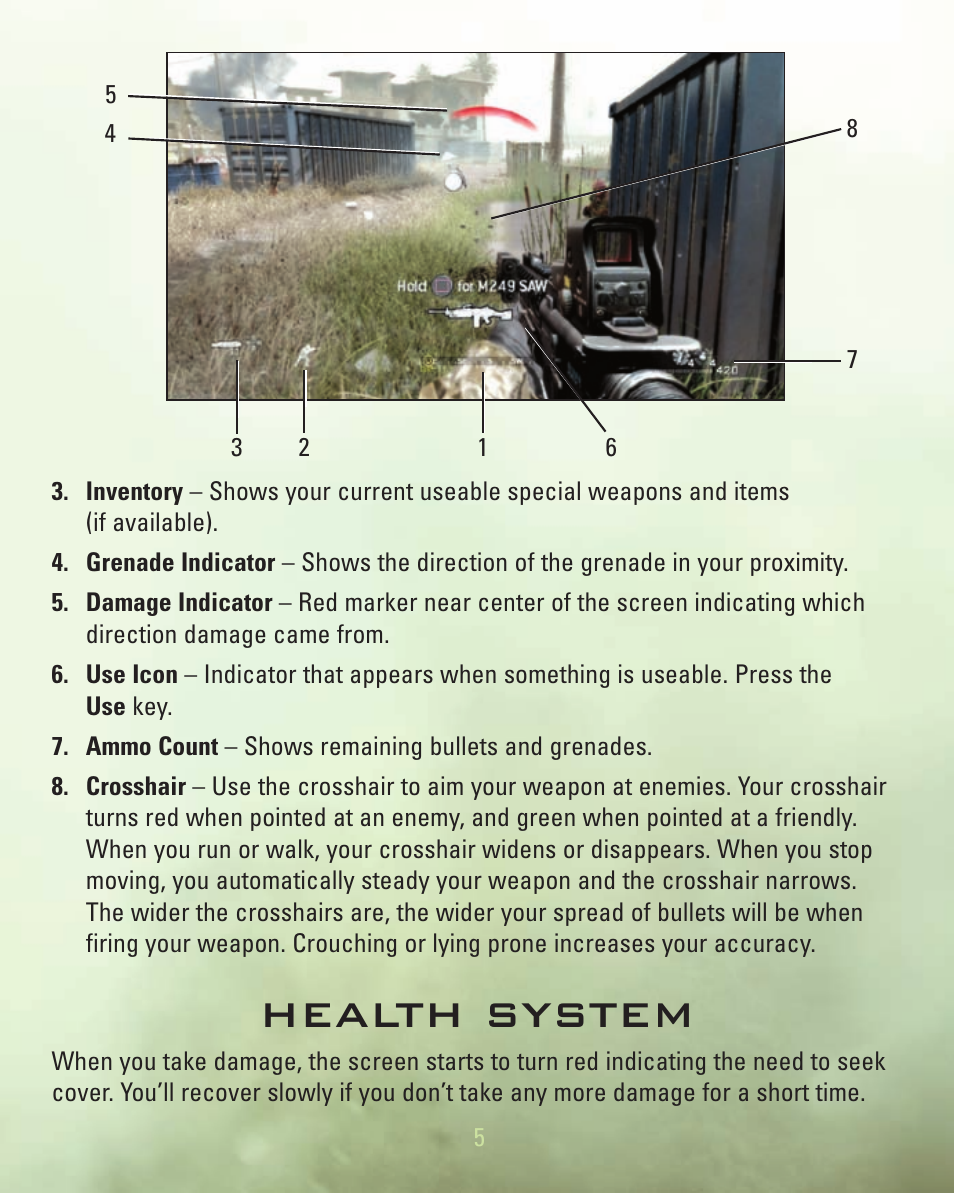 Health system | Activision Call of Duty 4: Modern Warfare for Playstation 3 User Manual | Page 6 / 19