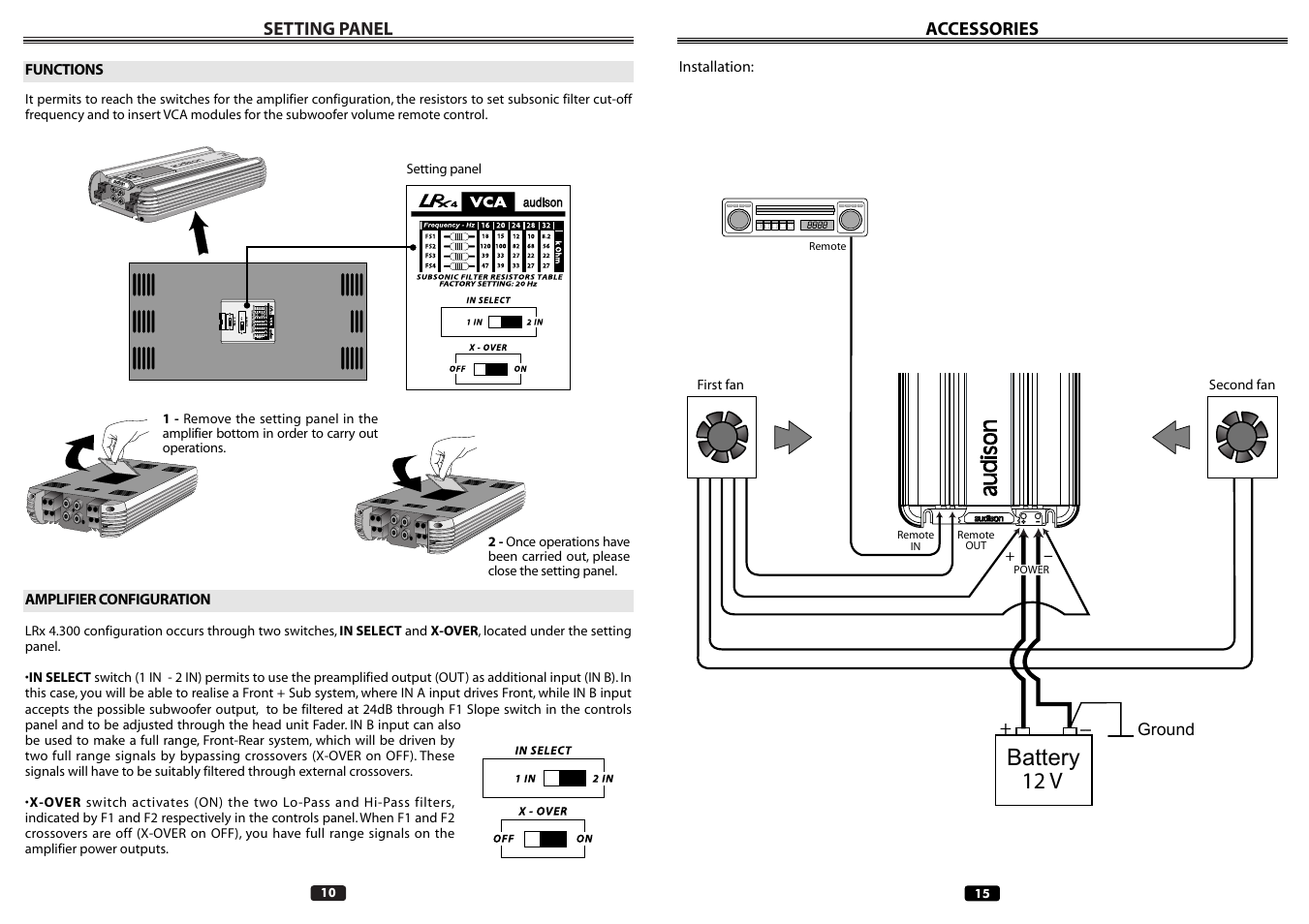 Battery 12 v | Audison LRX 4.300 User Manual | Page 10 / 12