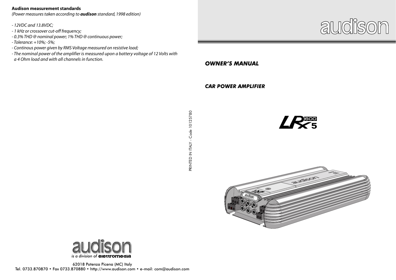 Audison LRX 5.600 User Manual | 12 pages