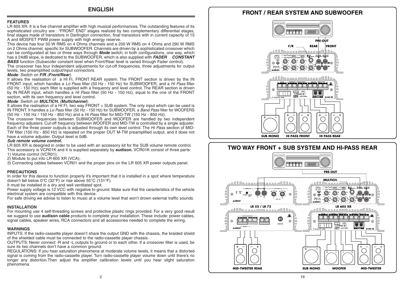 English | Audison LR 605 XR User Manual | Page 2 / 10