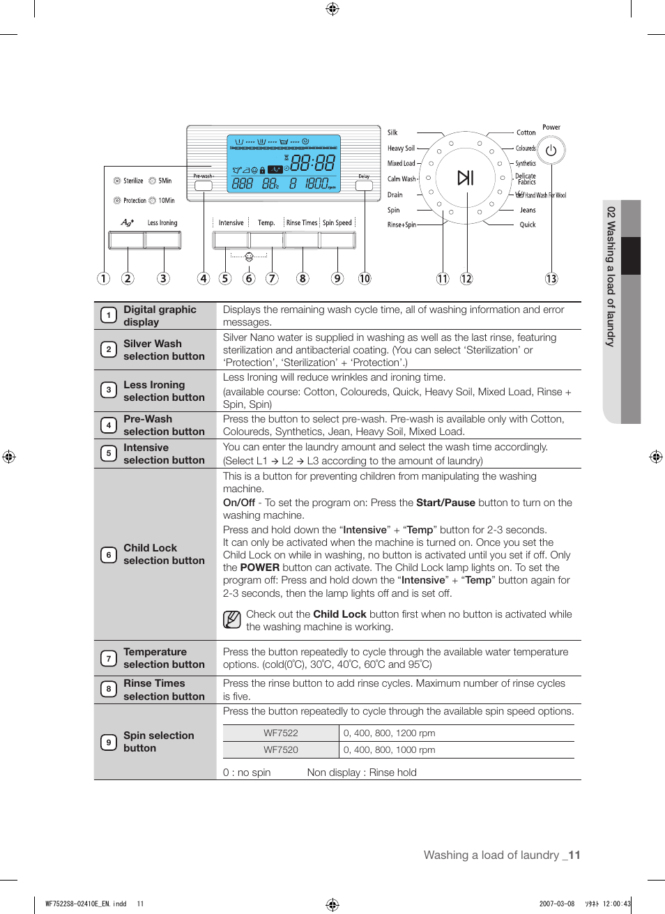 Samsung WF7602S8R User Manual | Page 11 / 24