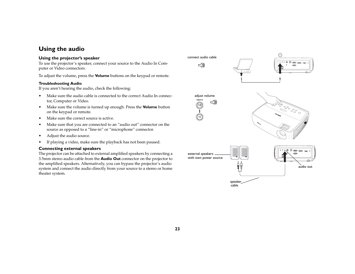Using the audio | AB Soft IN2106 User Manual | Page 24 / 39
