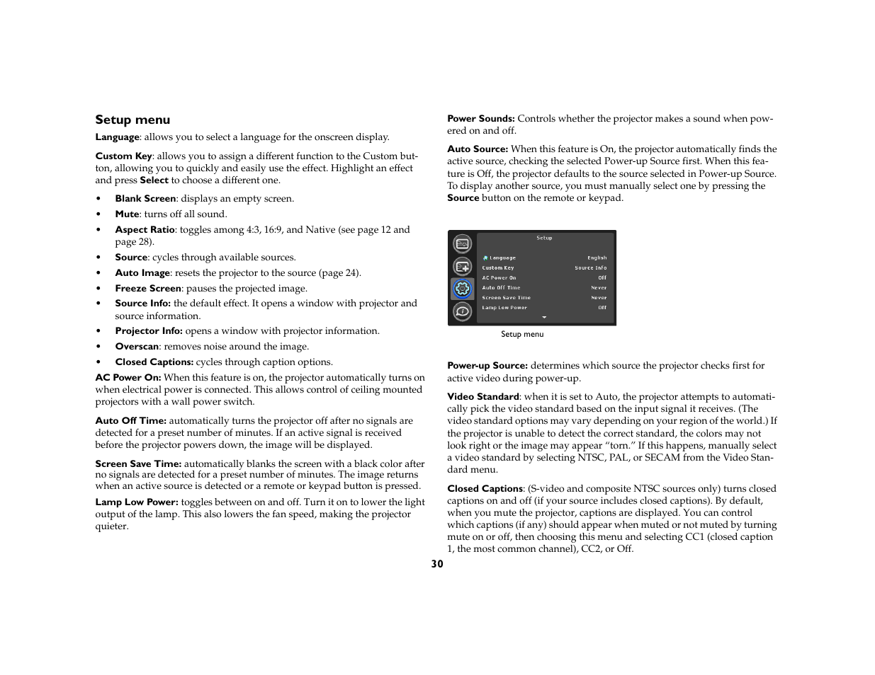 Setup menu | AB Soft IN2106 User Manual | Page 31 / 39
