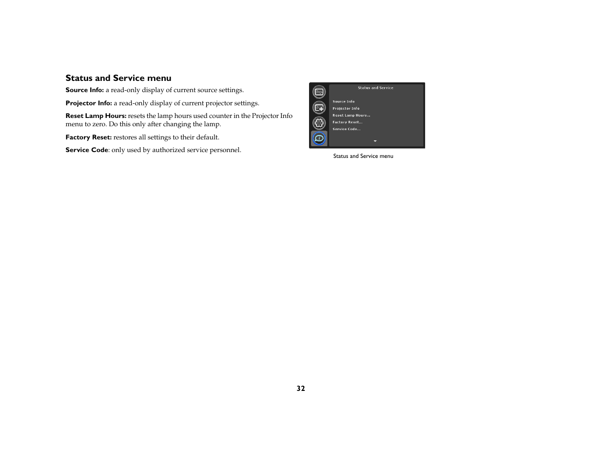 Status and service menu | AB Soft IN2106 User Manual | Page 33 / 39