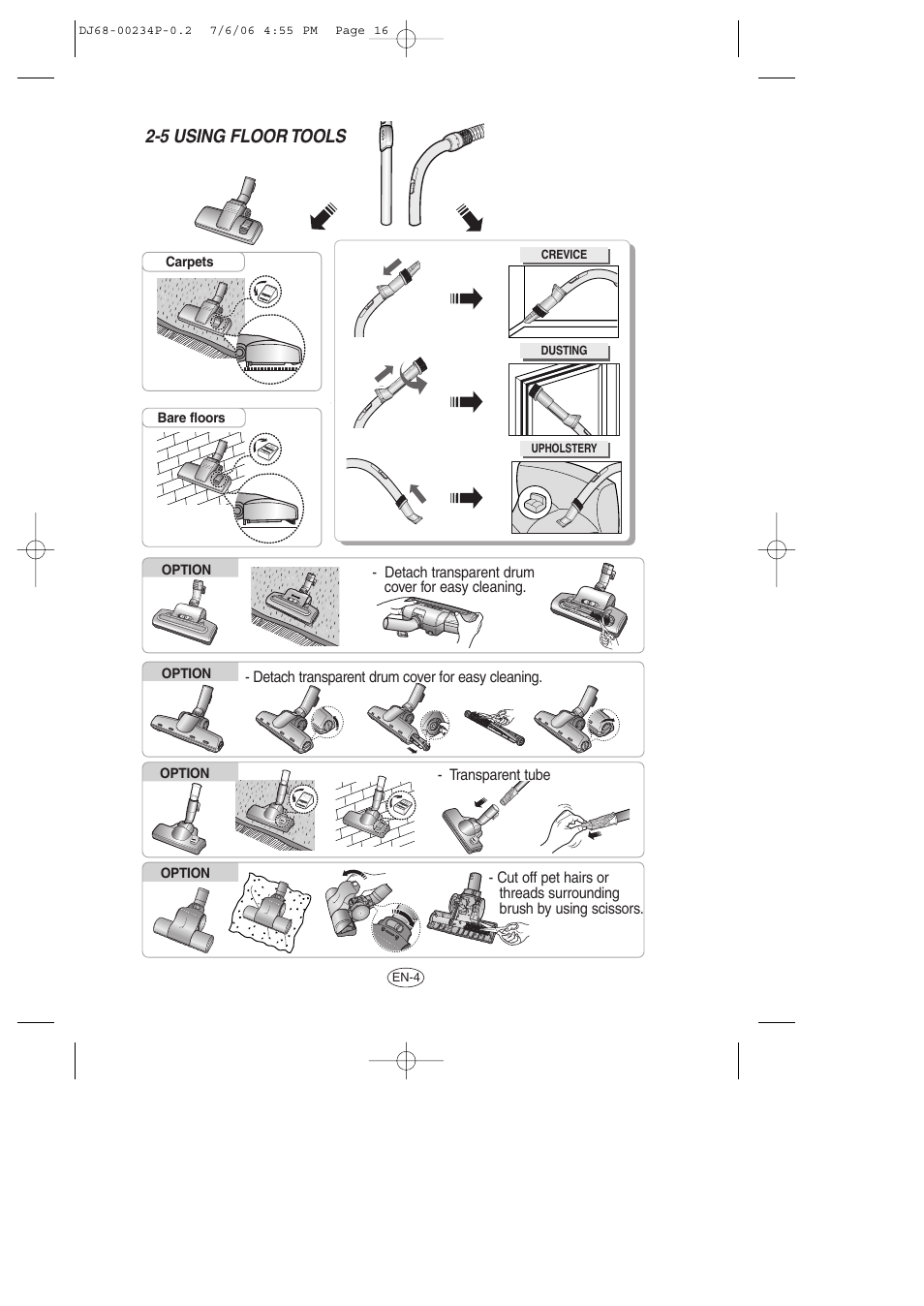 5 using floor tools | Samsung SC7840 User Manual | Page 16 / 56