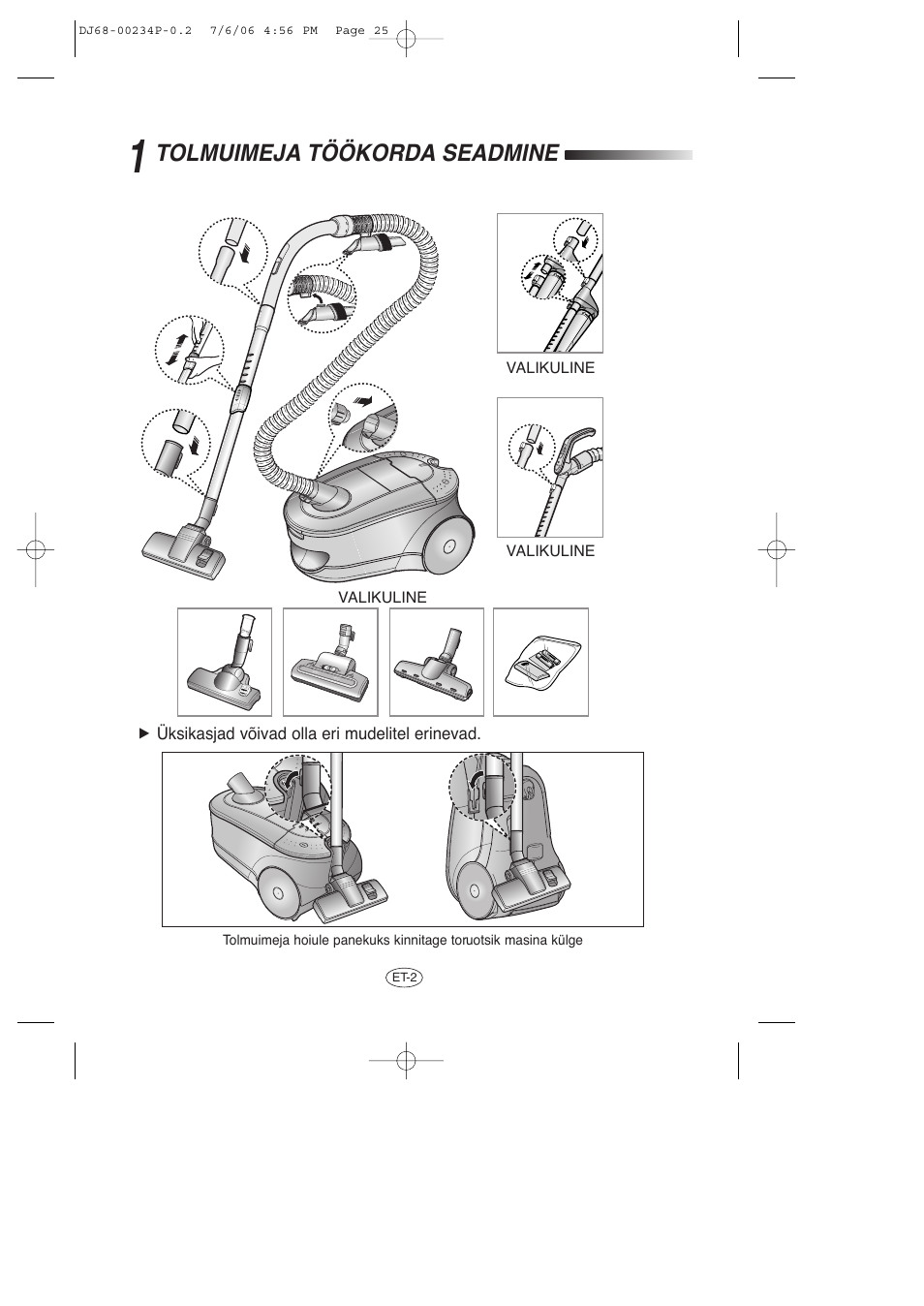 Tolmuimeja töökorda seadmine | Samsung SC7840 User Manual | Page 25 / 56