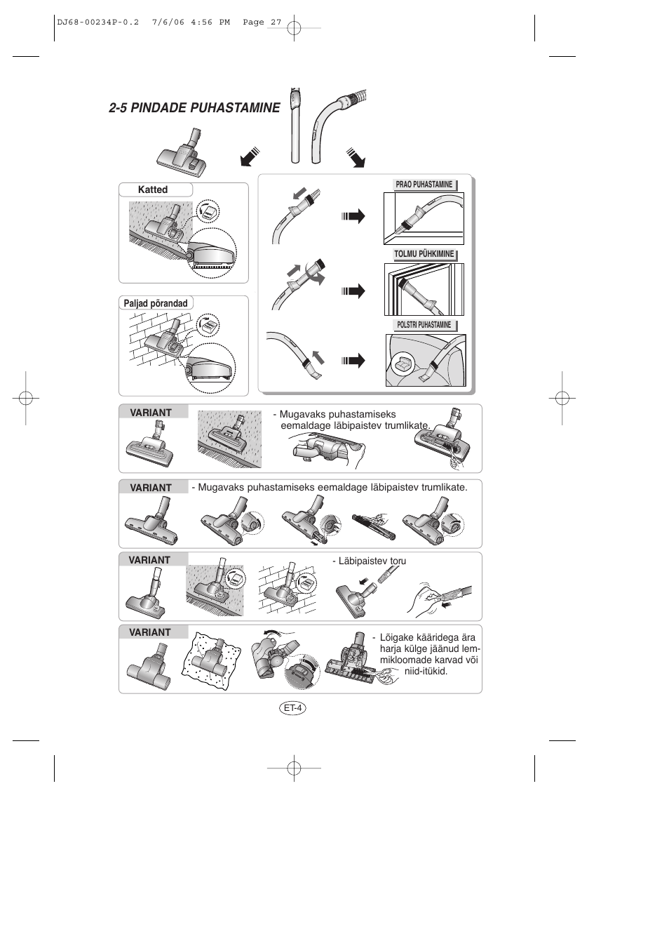 5 pindade puhastamine | Samsung SC7840 User Manual | Page 27 / 56