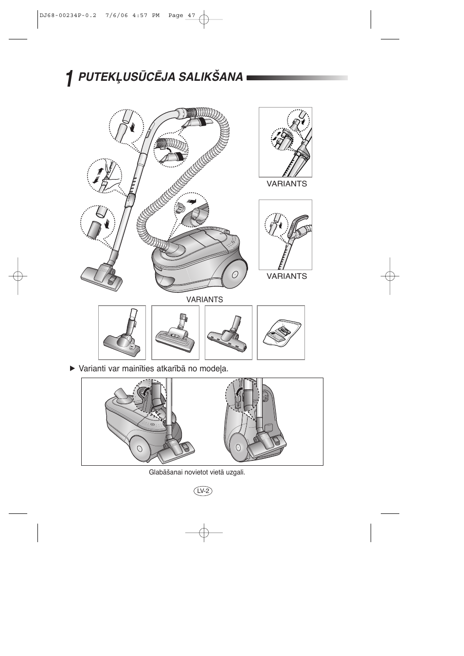 Putekπusìcîja salikšana | Samsung SC7840 User Manual | Page 47 / 56