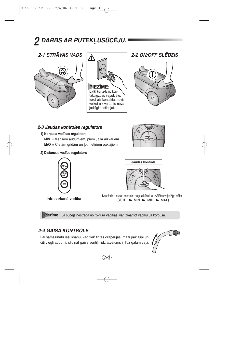 Darbs ar putekπusìcîju | Samsung SC7840 User Manual | Page 48 / 56