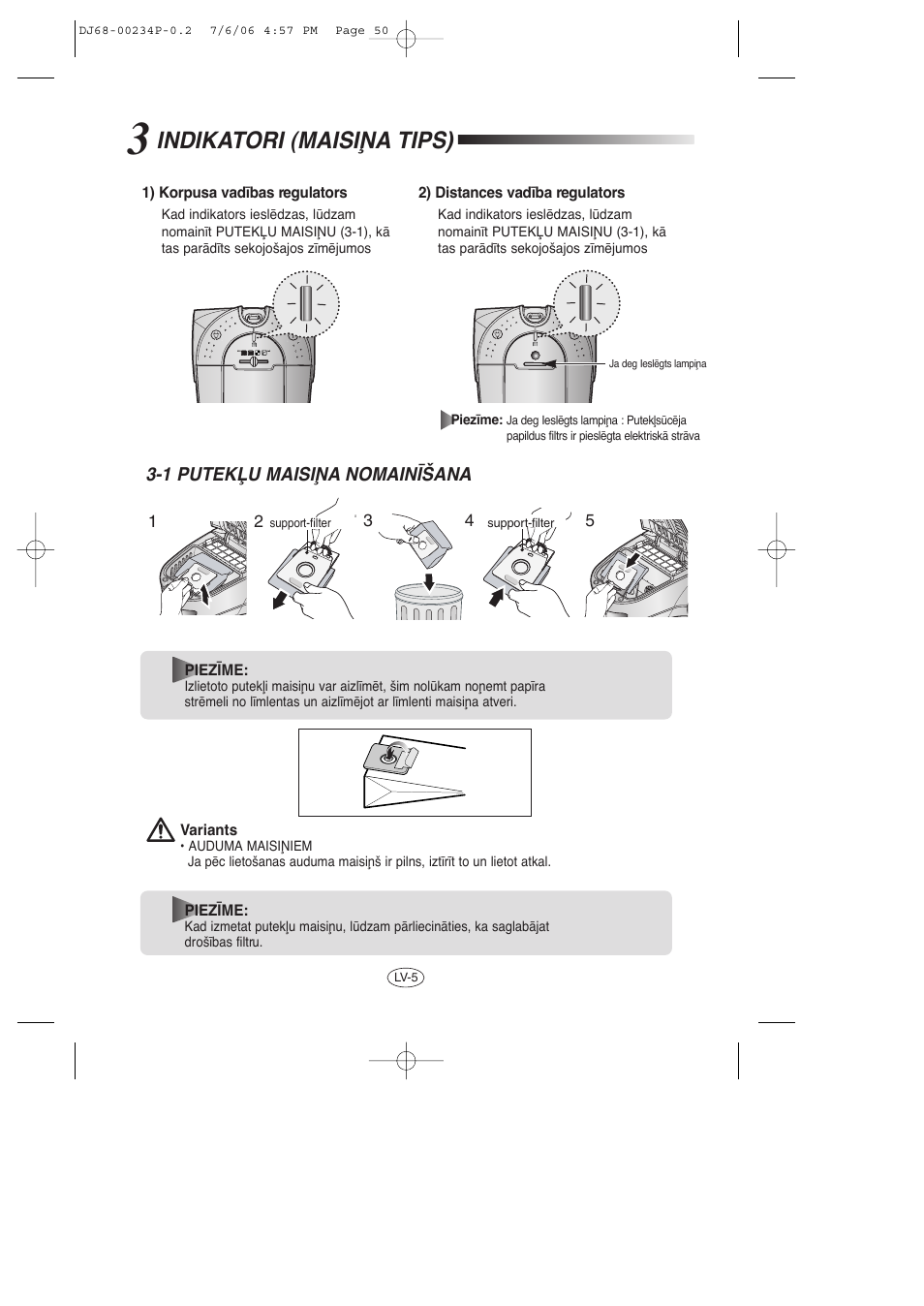 Indikatori (maisiøa tips) | Samsung SC7840 User Manual | Page 50 / 56