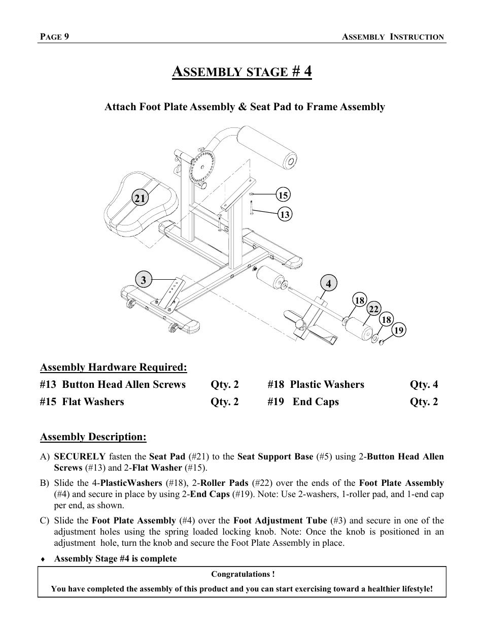 Ssembly, Stage | AB Soft Rotary Abdominal Back LS 526 User Manual | Page 10 / 16