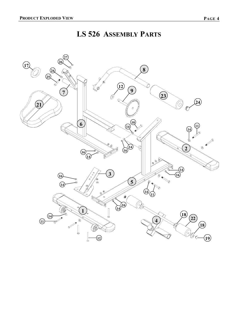 Ls 526 a, Ssembly, Arts | AB Soft Rotary Abdominal Back LS 526 User Manual | Page 5 / 16