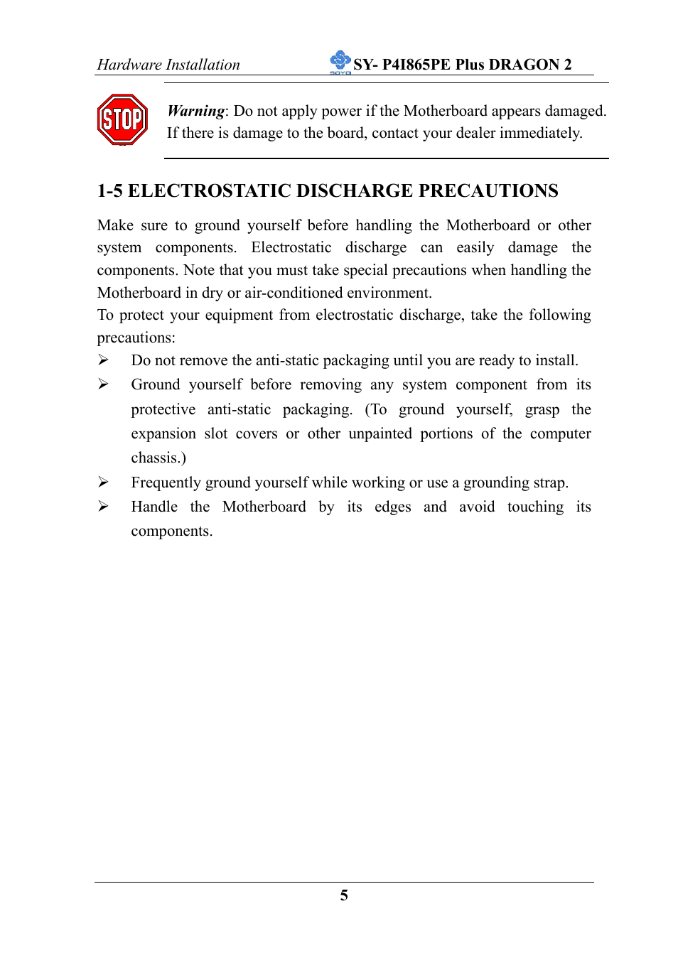 5 electrostatic discharge precautions | AB Soft ATX 12V User Manual | Page 10 / 97