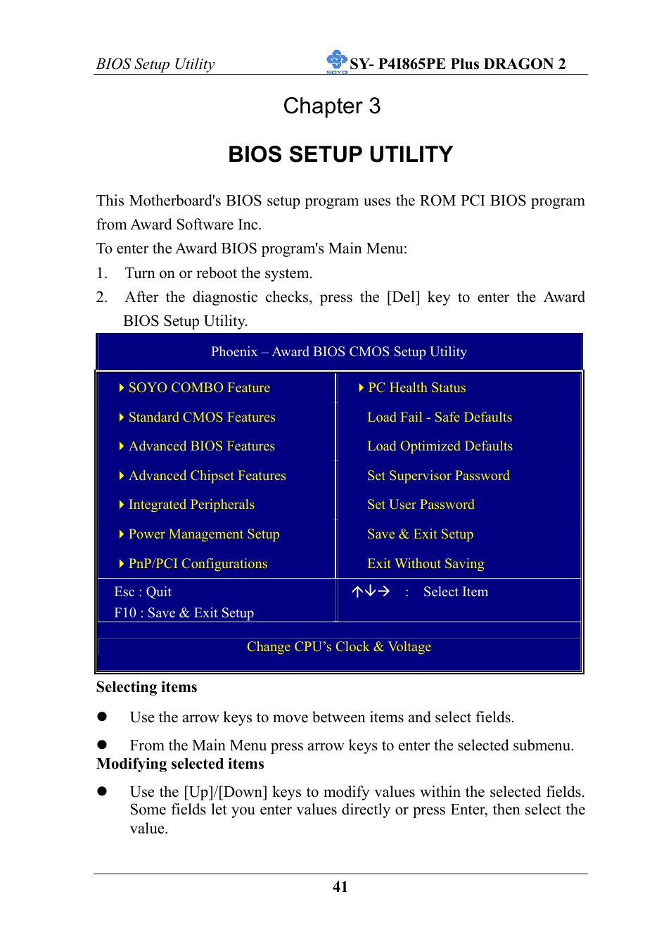 Chapter 3 bios setup utility | AB Soft ATX 12V User Manual | Page 46 / 97